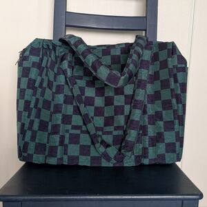 FLAWED Baggu Small Cloud Carry-On Navy Green Check